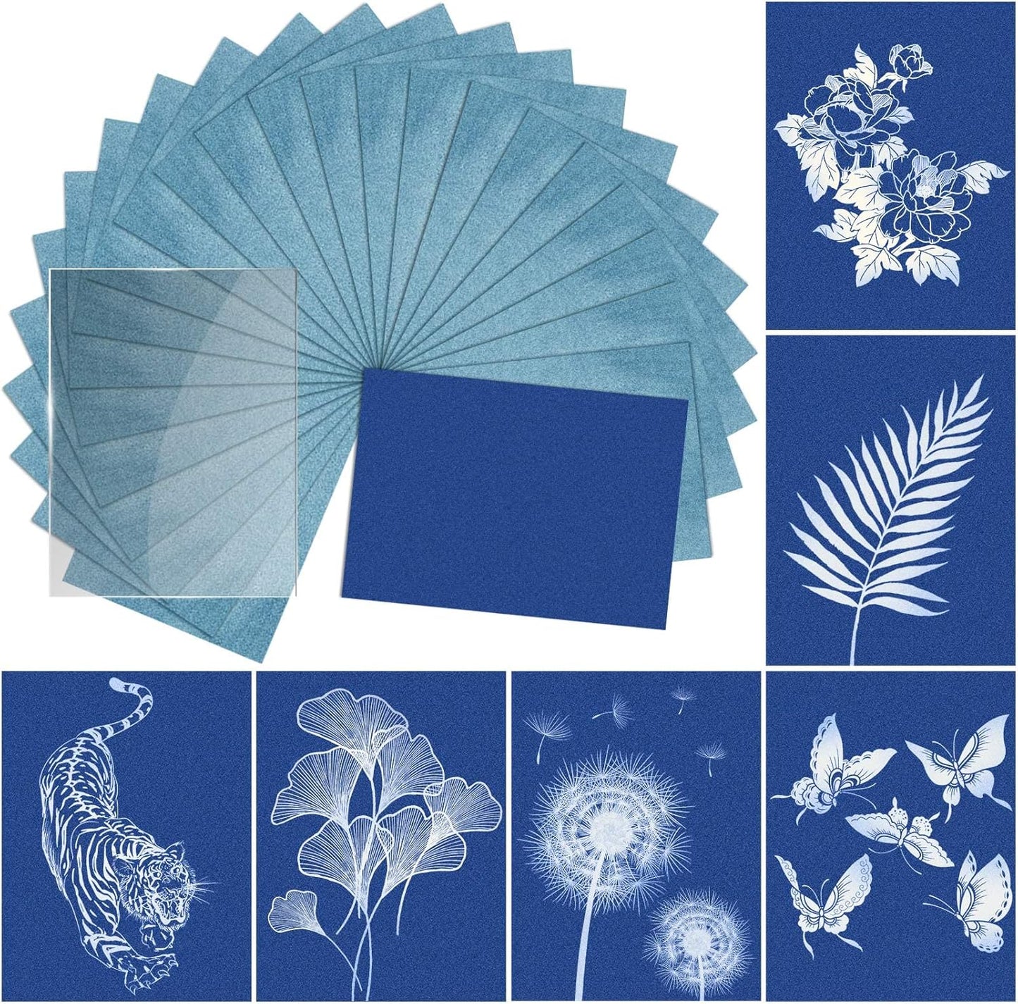 24-Sheet Cyanotype Sun Print Paper Kit with Acrylic Plate
